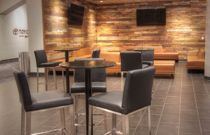 Contemporary bar lounge with custom stone countertops